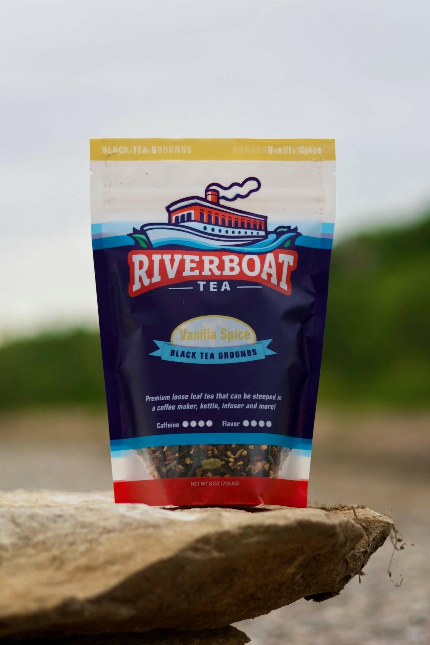 Riverboat Tea Vanilla Spice Loose Leaf Black Tea on Rock