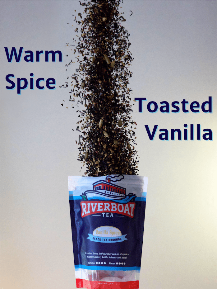 Riverboat Tea Vanilla Spice Loose Leaf Black Tea with Benefits Falling
