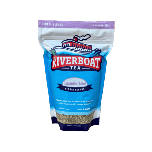 Riverboat Tea Lavender Mint herbal blends package on a white background